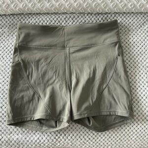 Lululemon Athletica Green Athletic Shorts High-Waisted Performance